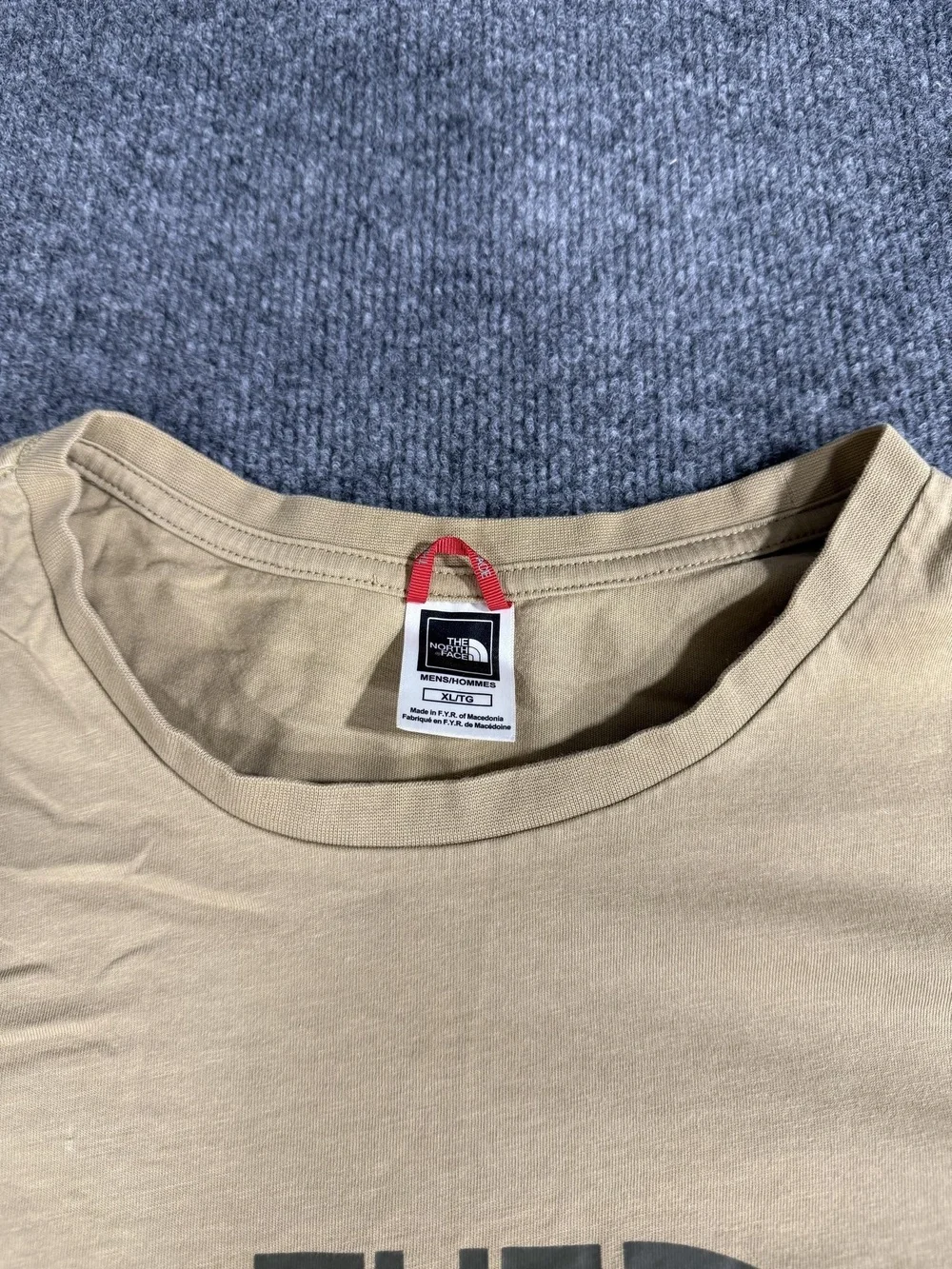 The North Face Shirt Mens XL Beige Big Logo Cotton Graphic Tee Short Sleeve